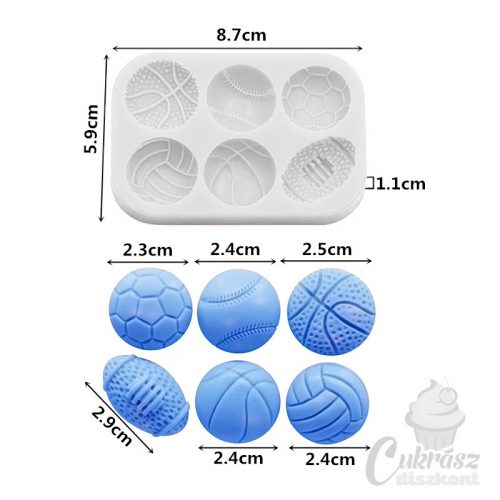 ST szilikon forma labdák 6 üreg 8*5cm