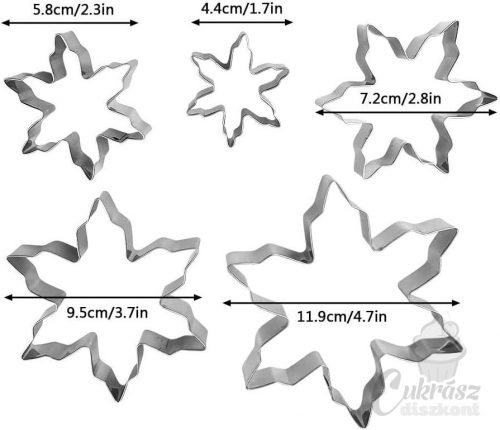 D kiszúró hópehely fém 5db-os